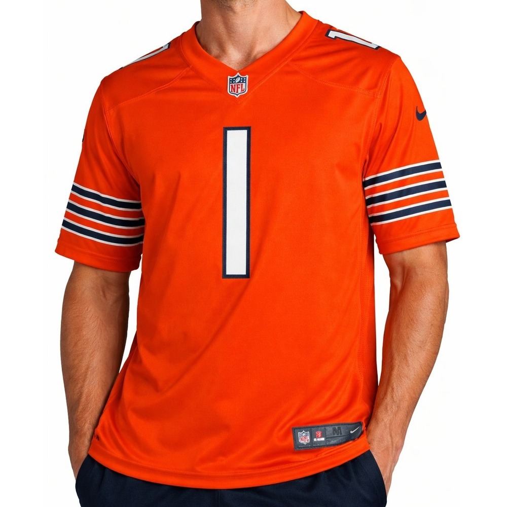 Nike Justin Fields Chicago Bears Jersey Mens Medium Orange On Field NFL Football